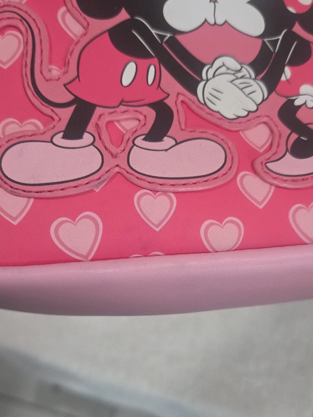 Pink Heart-Patterned Cosmetic Pouch with Gold Heart Charm